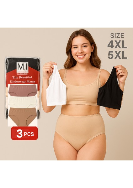Kadın Büyük Beden (Mı Emay 6141 4xl ve 6152 5xl) 3'lü Yüksek Bel Bato Külot