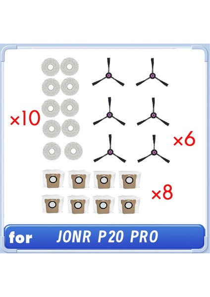 Jonr P20 Pro Kendiliğinden Boşalan Robot Süpürge Yan Fırça Bez Toz Torbası Temizleyici Parça Değişimi Için 24 Adet (Yurt Dışından)