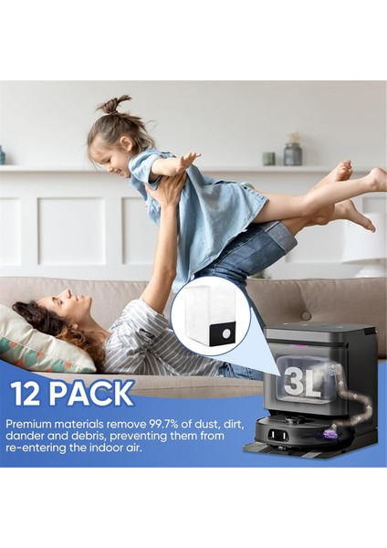 Eureka J15 Pro Ultra Robot Süpürge Parçaları Için 12 Paket Elektrikli Süpürge Toz Yedek Torbaları (Yurt Dışından) modelleri