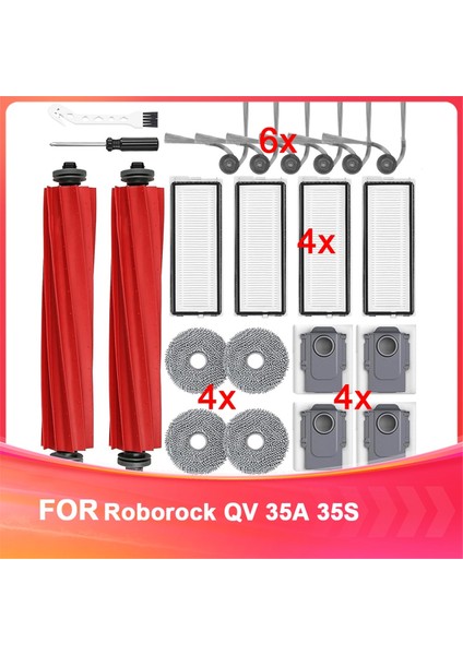 Roborock Qv 35A 35S Robot Süpürge, Ana Fırça Silindiri, Hepa Filtreleri ile Uyumlu Aksesuar Yedek Takımı (Yurt Dışından)