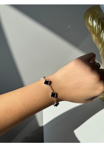 925 Ayar Gümüş Beşli 10 mm Yonca Bileklik