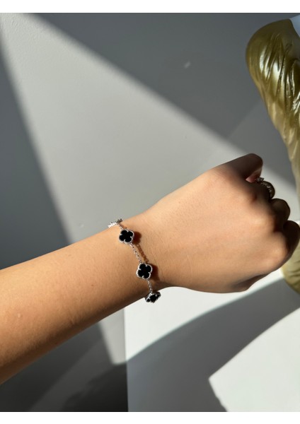 925 Ayar Gümüş Beşli 10 mm Yonca Bileklik modelleri