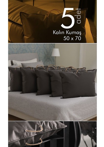 5'li Set 70X50 cm Yastık & Kıyafet Organizer Hurç Antrasit Gri