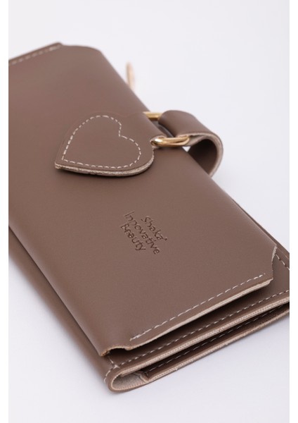 Vizon SHK65 Yumuşak Suni Deri Kalpli Çıtçıtlı Telefon Bozuk ve Kağıt Para Bölmeli Kartlıklı Cüzdan fiyatları