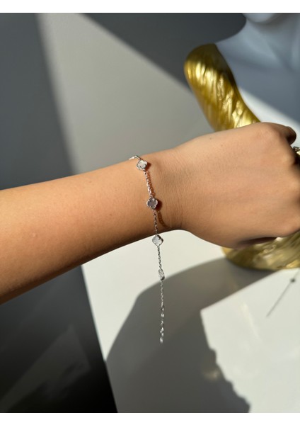 925 Ayar Gümüş Beşli 8 mm Yonca Bileklik