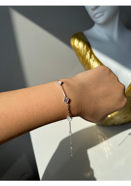 925 Ayar Gümüş Beşli 8 mm Yonca Bileklik fiyatları