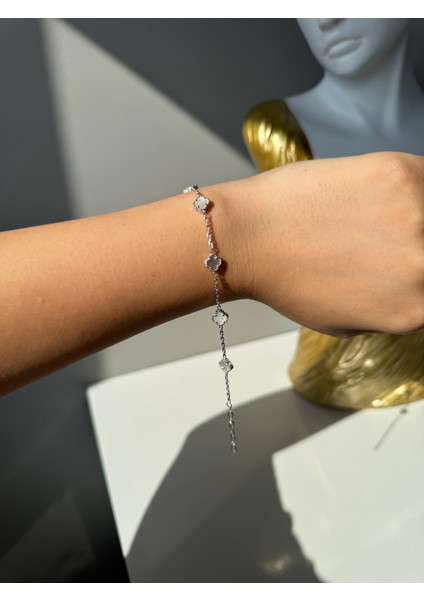 925 Ayar Gümüş Beşli 8 mm Yonca Bileklik modelleri