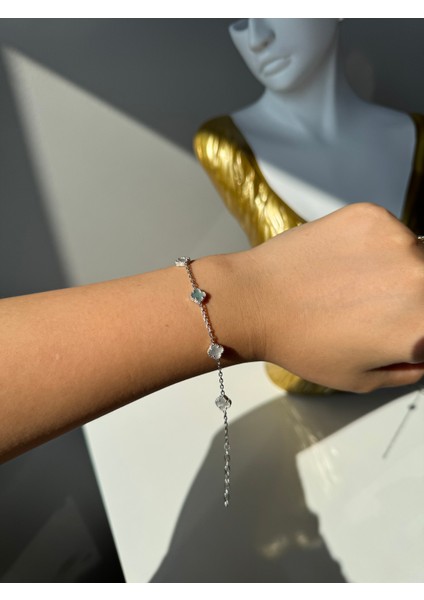 925 Ayar Gümüş Beşli 8 mm Yonca Bileklik fırsatları