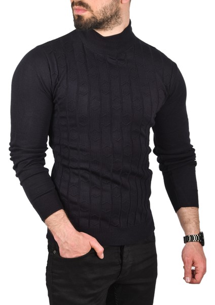 Çizgi Desenli Tüylenme Yapmayan Yarım Balıkçı Yaka Triko Kazak 2505501 fiyatları