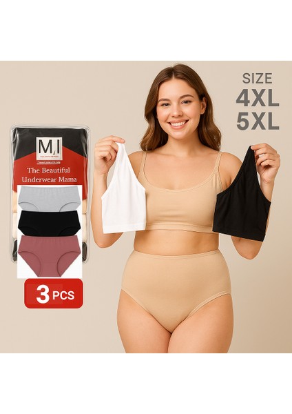 Kadın Büyük Beden (Mı Emay 6141 4xl ve 6152 5xl) 3'lü Yüksek Bel Bato Külot