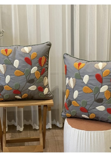 2'li Puantiyeli Punch Işlemeli Biyeli Nakışlı Kırlent Kılıfı fiyatları