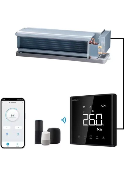 Vrf AE-669K Wifi Tuya Destekli IP30 Akıllı Klima Termostat Bağlantı Kiti