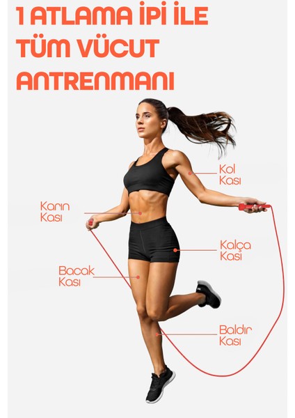 Basic Atlama Ipi Uzunluk Ayarlanabilir Atlama Sekme Ipi Jump Rope Kırmızı 515 modelleri