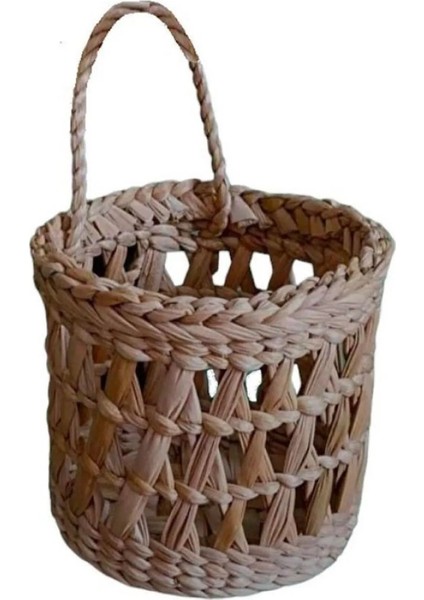 Kahverengi 10X10 Dekoratif Duvar Süsü ve Hasır Sepet, El Yapımı, Şık ve Doğal.