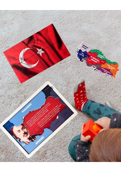 Çocuklar İçin Ay Yıldızlı Türk Bayrağı Ahşap Eğitim Seti – Milli Değerleriyle Tanışsın