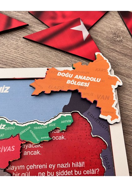 Çocuklar İçin Ay Yıldızlı Türk Bayrağı Ahşap Eğitim Seti – Milli Değerleriyle Tanışsın