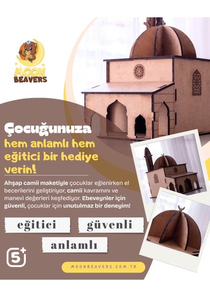 Demonte Camii Eğitici Ahşap Set – Çocuklar İçin Kur, Keşfet ve Ibadet Bilincini Geliştir