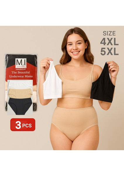 Kadın Büyük Beden (Mı Emay 6141 4xl ve 6152 5xl) 3'lü Yüksek Bel Bato Külot