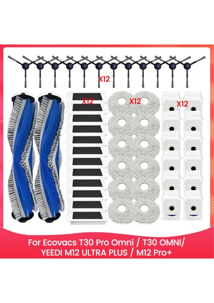 T30 Pro Omni / T30 Omnı, Ultra Plus / Pro+ Parçaları Için Ana Yan Fırça Filtresi Toz Torbası Paspas Bezi (Yurt Dışından)