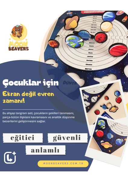 Çocuklar İçin Ahşap Güneş Sistemi Seti – Gezegenleri Eğlenerek Öğrenme Fırsatı!
