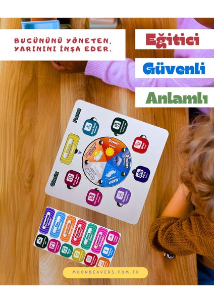 Çocuklar İçin Rutin ve Sorumluluk Geliştiren Ahşap Günlük Planlama Seti fırsatları