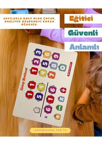 Çocuklar İçin Renkli Eğitici Ahşap Hesap Makinesi | Sayı ve Işlem Becerisi Geliştirici Set modelleri