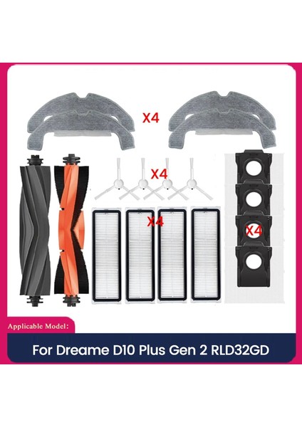 D10 Plus Gen 2/RLD32GD Elektrikli Süpürge Aparatı Için Yedek Parçalar Ana Yan Fırça Filtresi Toz Torbası Paspas Bezi (Yurt Dışından) fırsatları
