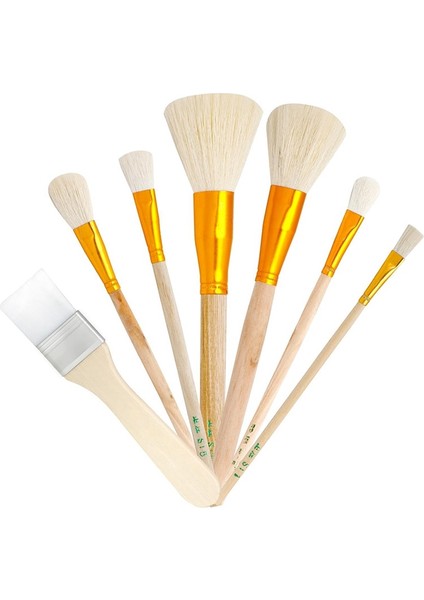 Akrilik Boyama Için 7 Adet Boya Fırçası Ahşap Saplı Paspas Fırçası El Sanatları Yüz Vücut Sanatı Yağlıboya Resim (Yurt Dışından) fiyatları