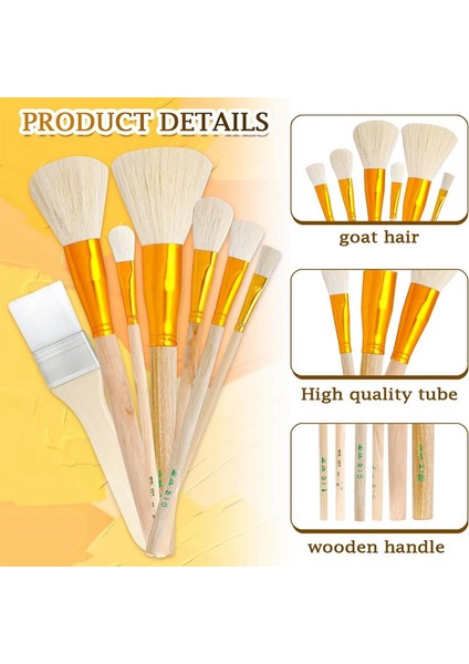Akrilik Boyama Için 7 Adet Boya Fırçası Ahşap Saplı Paspas Fırçası El Sanatları Yüz Vücut Sanatı Yağlıboya Resim (Yurt Dışından) modelleri