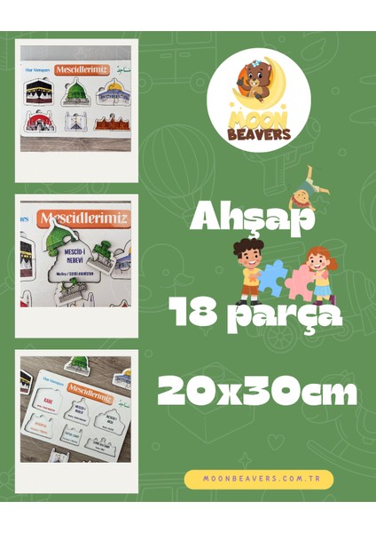 Çocuklar İçin Eğitici Ahşap Mescidlerimiz Seti | Minik Kalplerle Mescidleri Tanıyalım ve Sevelim fırsatları