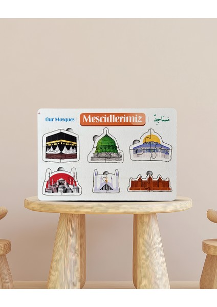 Çocuklar İçin Eğitici Ahşap Mescidlerimiz Seti | Minik Kalplerle Mescidleri Tanıyalım ve Sevelim indirimleri
