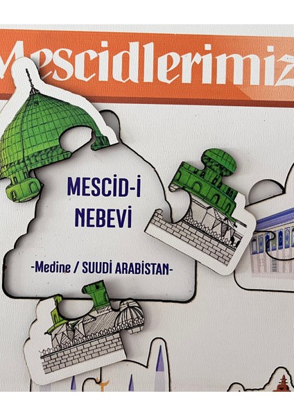 Çocuklar İçin Eğitici Ahşap Mescidlerimiz Seti | Minik Kalplerle Mescidleri Tanıyalım ve Sevelim