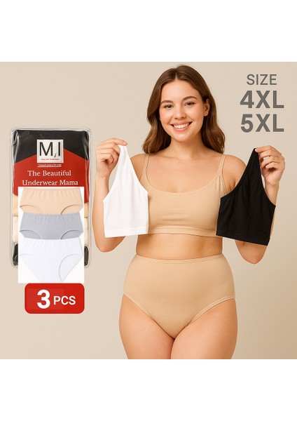 Kadın Büyük Beden (Mı Emay 6141 4xl ve 6152 5xl) 3'lü Yüksek Bel Bato Külot
