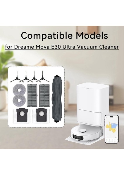 E30 Ultra Robot Süpürge Yedek Parçaları Ana Yan Fırça Hepa Filtre Paspas Pedi Toz Torbası (Yurt Dışından) modelleri
