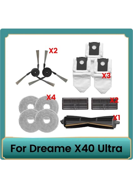 X40 Ultra Elektrikli Süpürge Parçaları Için 12 Adet Saç Kesme Anti-Silindir Fırçası Yan Fırça Filtreleri Paspas Toz Torbaları (Yurt Dışından) modelleri
