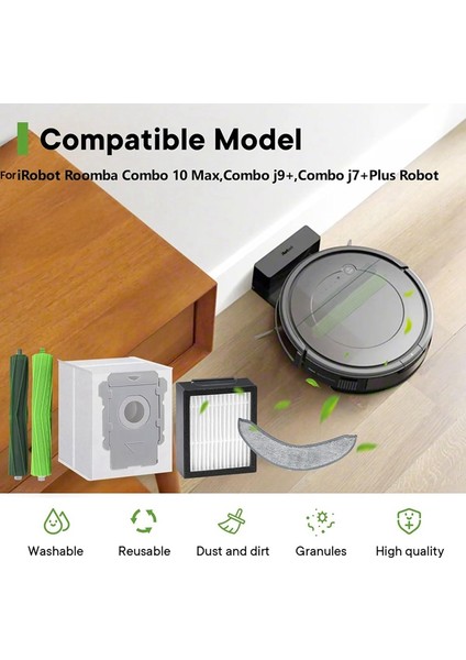 Combo 10 Max, Combo J9+, Combo J7+/plus Fırça Filtre Paspas Torbaları Için Yedek Parçalar (Yurt Dışından) fırsatları