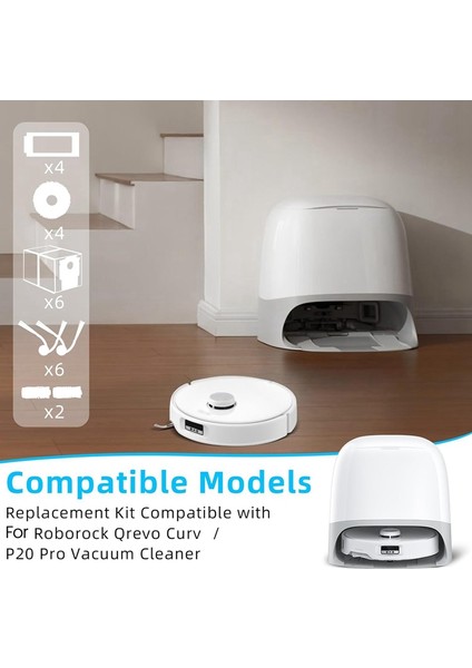 Qrevo Curve / P20 Pro Elektrikli Süpürge Ana Yan Fırçalar Hepa Filtreler Paspas Bezi Toz Torbaları Yedek Parçaları (Yurt Dışından) modelleri