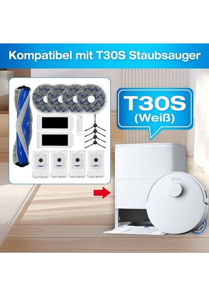 T30S Robot Süpürge Yedek Parçaları Ana Yan Fırçalar Hepa Filtreler Paspas Pedleri Toz Torbaları (Yurt Dışından) modelleri