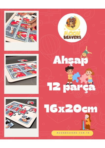 Kız Çocukları İçin Abdest Almayı Öğreten Eğitici Ahşap Set | Dini Değerlerle Büyüyen Nesiller fırsatları