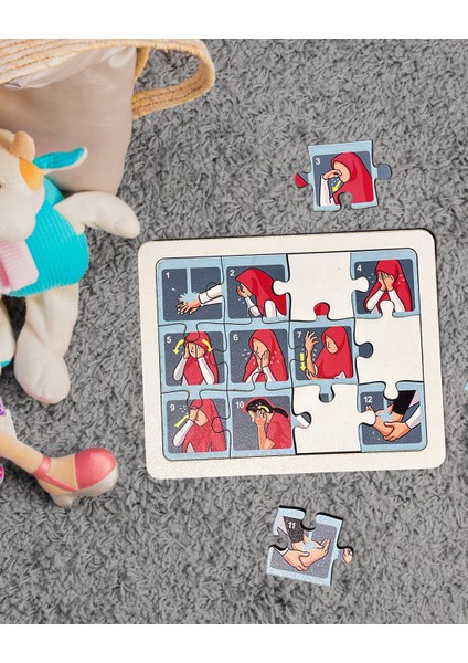 Kız Çocukları İçin Abdest Almayı Öğreten Eğitici Ahşap Set | Dini Değerlerle Büyüyen Nesiller