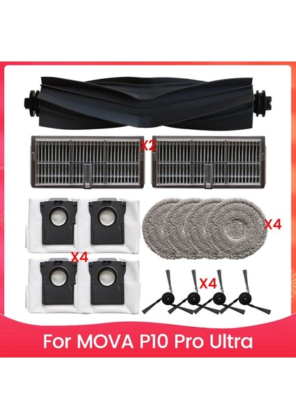 P10 Pro Ultra Robotik Süpürge Yedek Parçaları Ana Yan Fırça Paspas Pedleri Filtreler, Toz Torbası (Yurt Dışından) fiyatları