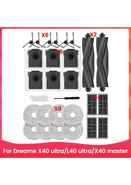 X40 ULTRA/L40 ULTRA/X40 Master Elektrikli Süpürge Ana Yan Fırça Hepa Filtre Paspas Pedi Toz Torbaları Için Yedek Parça (Yurt Dışından) modelleri