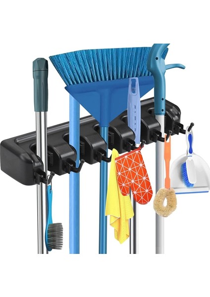 Süpürgelik ve Duvara Monte Bahçe Aletleri Düzenleyici Mutfak, Dolap, Garaj ve Çamaşır Odası Depolama 5 Yuva ve 6 Kanca (Yurt Dışından) fırsatları