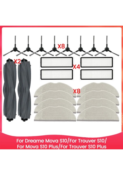 S10/TROUVER S10/S10 Plus/trouver S10 Plus Yedek Parça Ana Yan Fırça Hepa Filtre Paspas Bezi (Yurt Dışından)