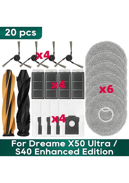 X50 Ultra / S40 Enhanced Edition Aksesuarları Ana Fırça Filtre Paspas Toz Torbaları Yedek Parçaları (Yurt Dışından) fırsatları