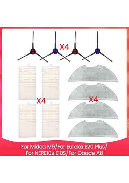 M9/E20 PLUS/NERE10S E10S/OBODE A8 Yedek Parçaları Yan Fırça Hepa Filtre Paspas Bezi Yedek Aksesuarları (Yurt Dışından)