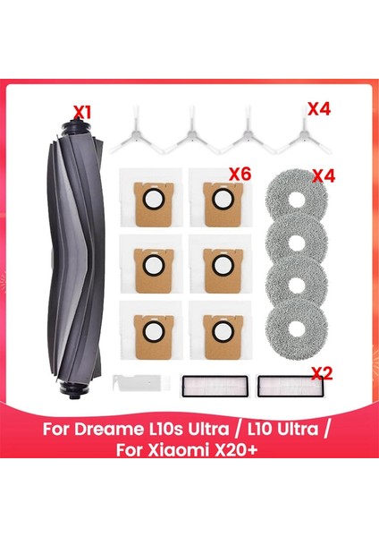 L10S Ultra / L10 Ultra / X20+ Ana Yan Fırça Hepa Filtreleri Paspas Bezi Toz Torbaları Robot Süpürge Için (Yurt Dışından) fiyatları