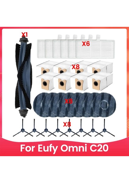 Omni C20 Elektrikli Süpürge Ana Yan Fırçalar Hepa Filtreler Paspas Bezi Toz Torbaları Yedek Parçaları (Yurt Dışından) fiyatları