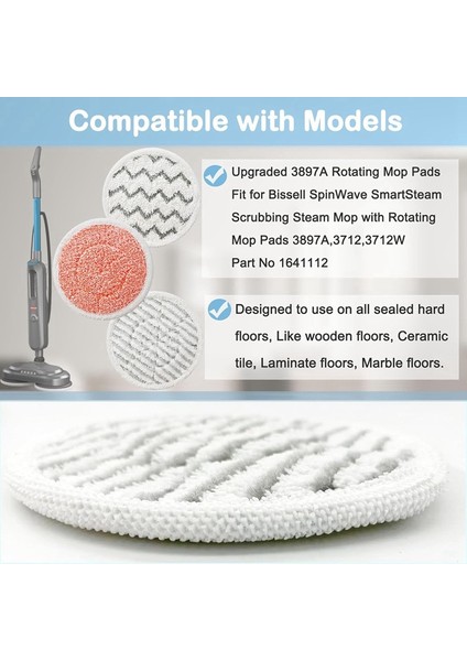 3897A, 3712, 3712W Buharlı Döner Paspas Pedleri Için 8 Adet Yedek Paspas Pedi Parça No: 1641112 (Yurt Dışından) modelleri