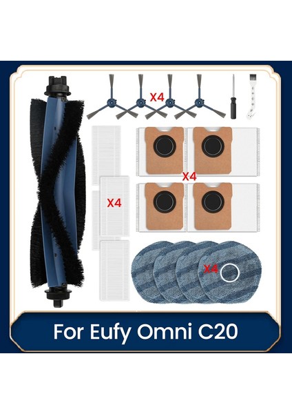 Omni C20 Robot Süpürge Aksesuar Seti Ana Yan Fırça Hepa Filtre Paspas Bezi Toz Torbaları (Yurt Dışından) fiyatları
